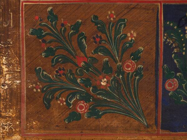 Antique wedding chest with polychrome floral motifs (circa 1860) #104