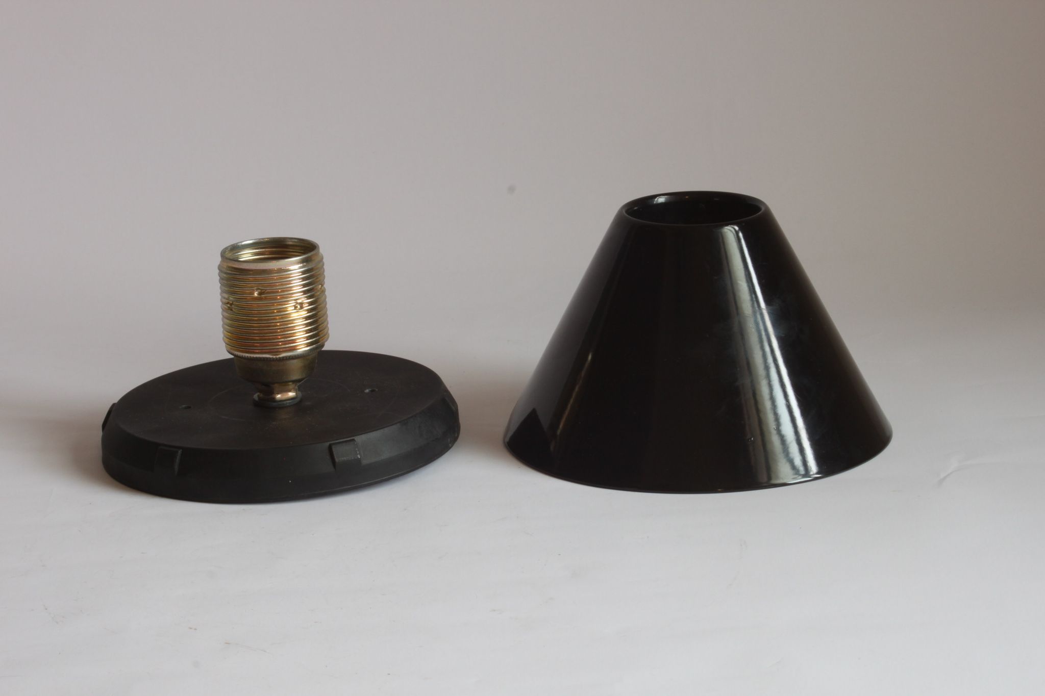 Black cone ceiling lights "Jolly" by Bruno Celupica for Tronconi, Italy 1970s, set of three.