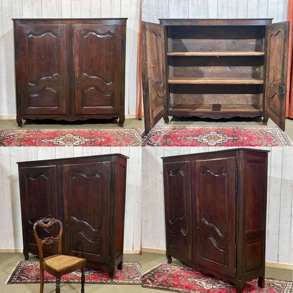 Armoire basse de style Louis XV en noyer 19ème