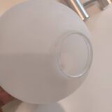 Pair of minimalist 70s opaline wall lights