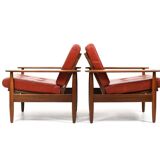 Pair of Danish / Scandinavian Teak Easychairs wit Leather 1960s