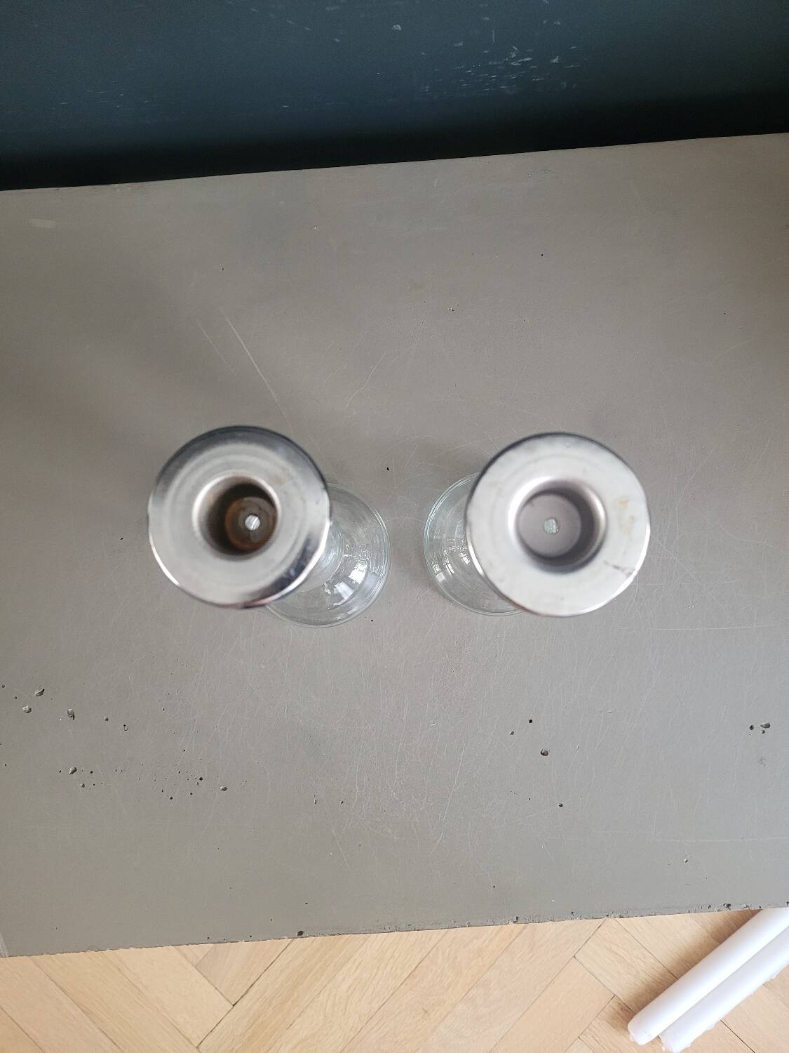 Pair of glass candlesticks