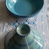 Turquoise blue & arabesque tagine in enamelled terracotta - 22cm in diameter, 20cm in height approx.