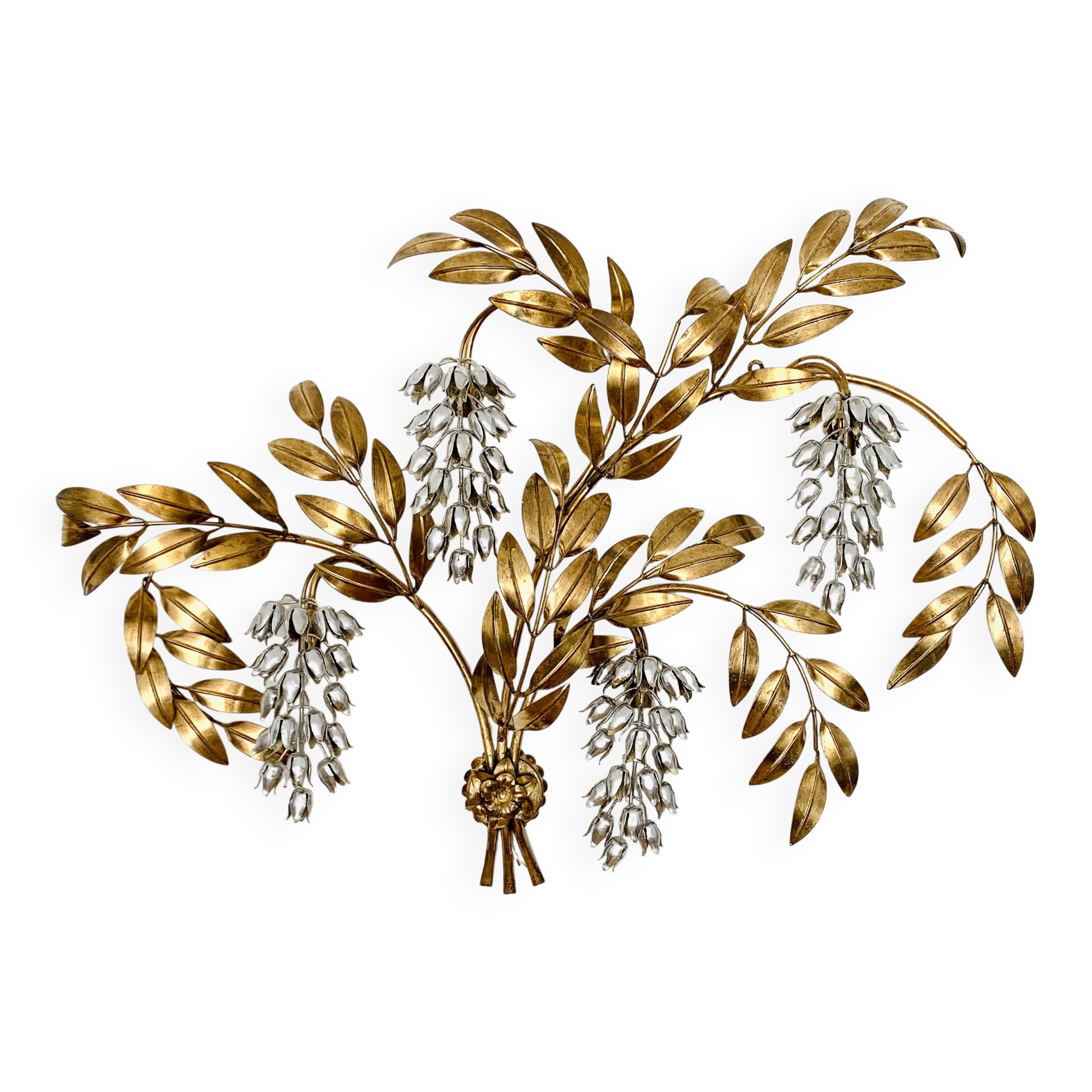 Large Hollywood Regency Palm Leaf Wall Lamp by Hans Kögl