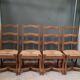 Serie de 4 chaises "os de mouton" à assises paillees