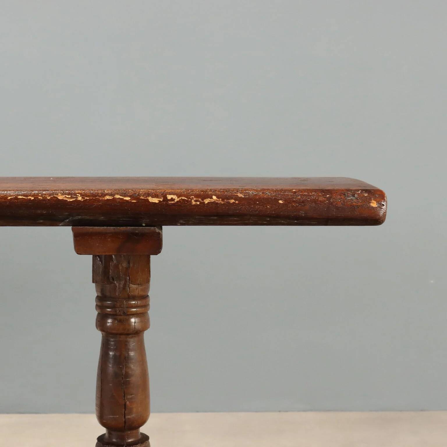 Antique walnut table with curved legs, Italy, 20th century.