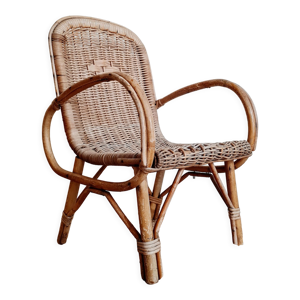 Fauteuil rotin ancien pour enfant