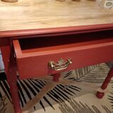 Side table or console with wood and terracotta drawer