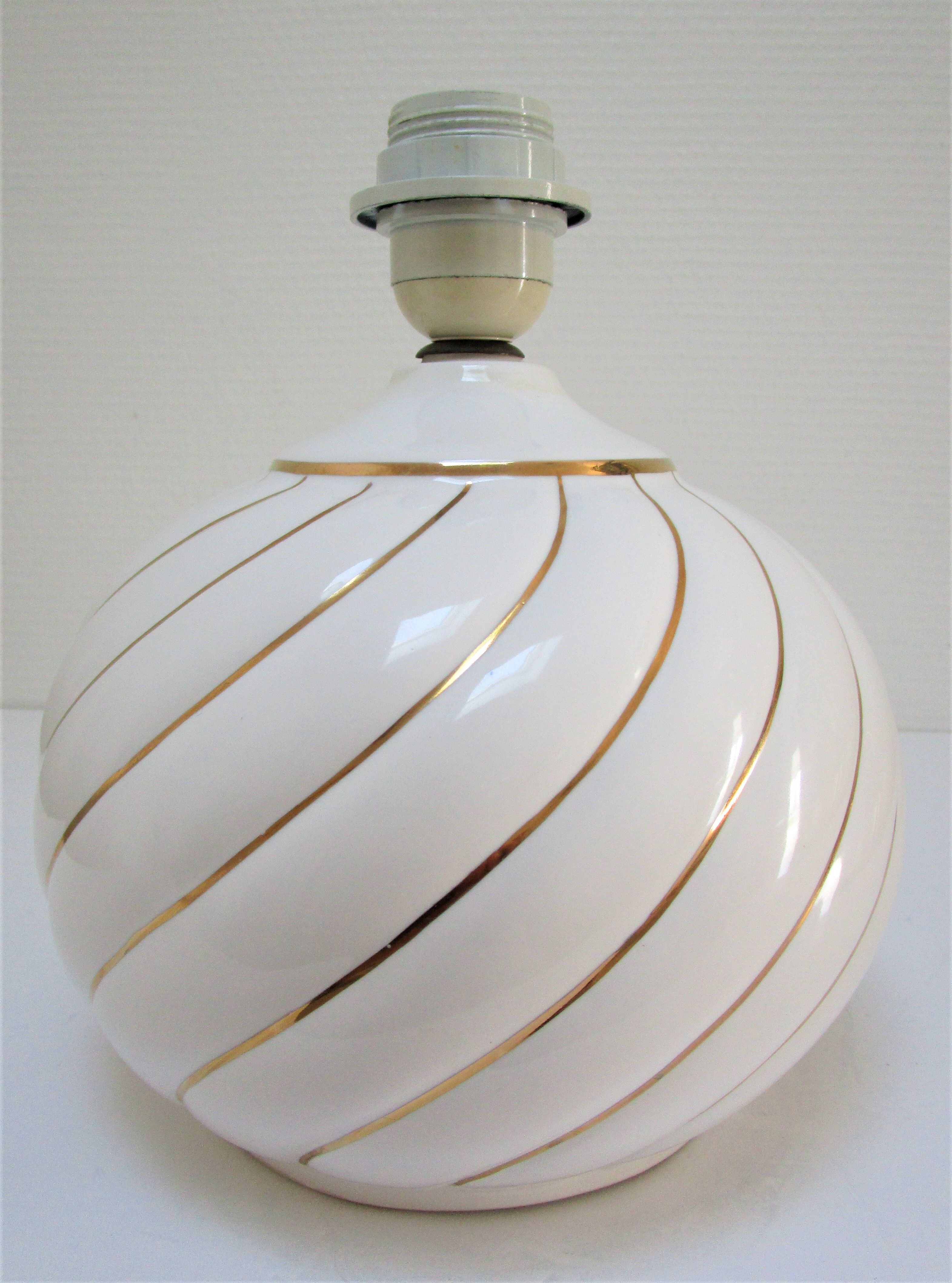 Ceramic lamp foot white and gold Italian design 80s