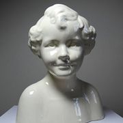 Very rare large faience bust from Sarreguemines, antique Art Deco.