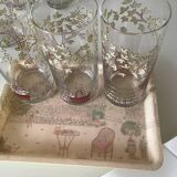 Set of 6 glasses with tray