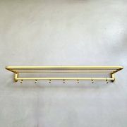 Mid-Century Coat Rack, Gold Coat Rack, Hallway Hook Rail, 1960s
