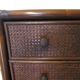 Vintage 3-drawer chest of drawers - wood, bamboo and woven rattan - 1980s