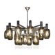 20thC ITALIAN CHROME & SMOKED GLASS EIGHTEEN LIGHT CHANDELIER c.1970