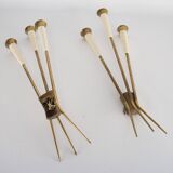 Mid-Century pair of large brass sconces attributable to Stilnovo. Italy 195