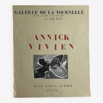 Annick VIVIEN, Galerie de la Tournelle, 1970. Original exhibition poster model