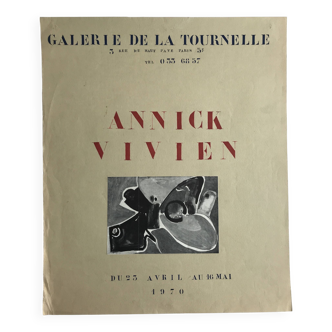 Annick VIVIEN, Galerie de la Tournelle, 1970. Original exhibition poster model