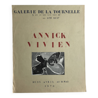 Annick VIVIEN, Galerie de la Tournelle, 1970. Maquette originale d'affiche d'exposition