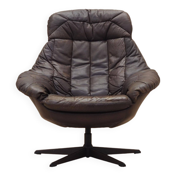 Fauteuil pivotant en cuir, design danois, années 1960, designer : HW Klein, fabrication : Bramin