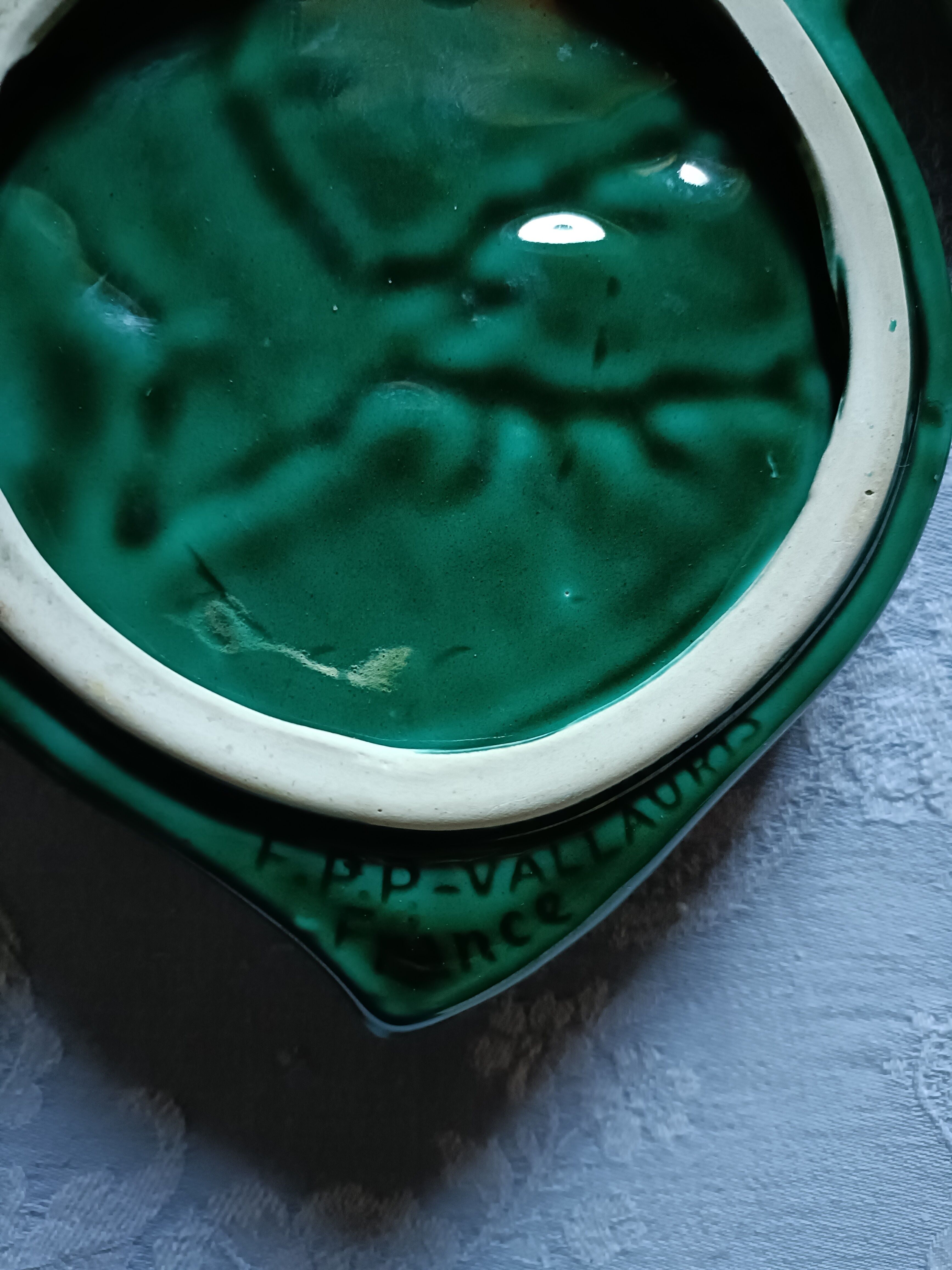 Green barbotine bottle coasters from Vallauris