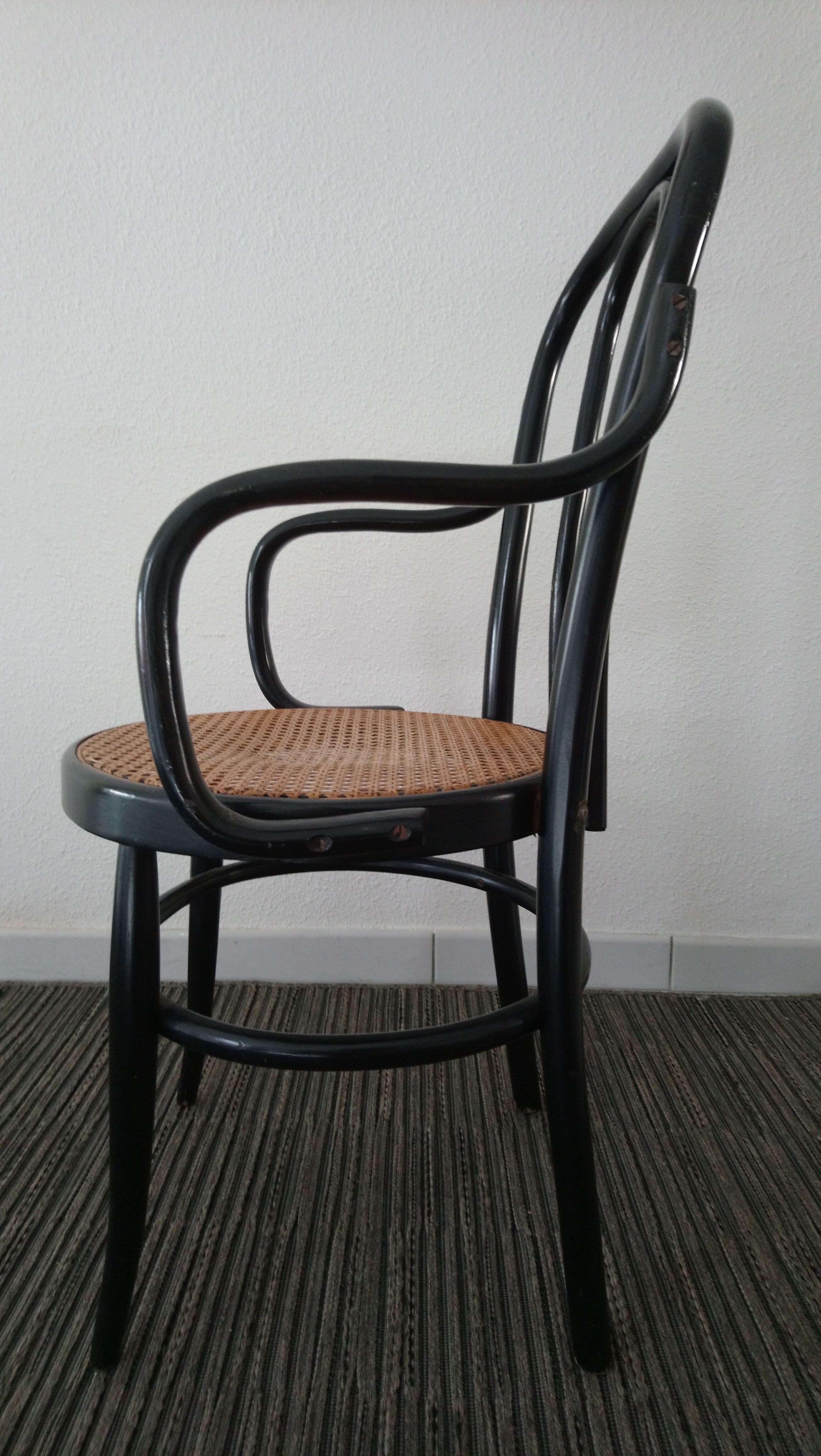 Set of 6 chairs 70s canned black bars