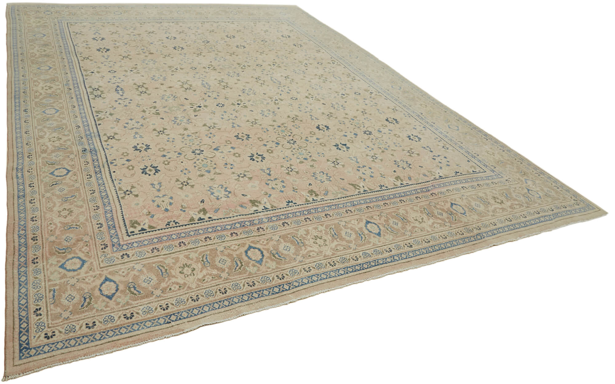 Hand-knotted persian antique 1970s 305 cm x 388 cm beige wool carpet