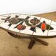 Table basse Française, Acier Chromé et Céramique par Barrois Vallauris 1960