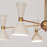 Italian brass chandelier 5 arms white