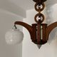 Art Deco chandelier in wood and glass from Clichy