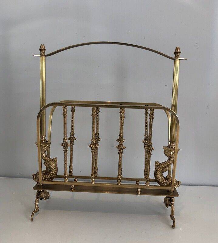 Porte-revues en laiton. Maison Jansen