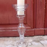 Pair of large glass candlesticks