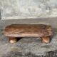 Small stool, footrest in organic blond teak monoxyle wabi-sabi L22