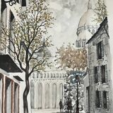 Charming watercolor, framed - Sacré-Coeur, Montmartre, Paris