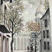 Charming watercolor, framed - Sacré-Coeur, Montmartre, Paris