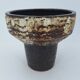 Modernist brutalist standing vase chamotte stoneware shaded brown, ocher, ivory Scandinavian design 1970