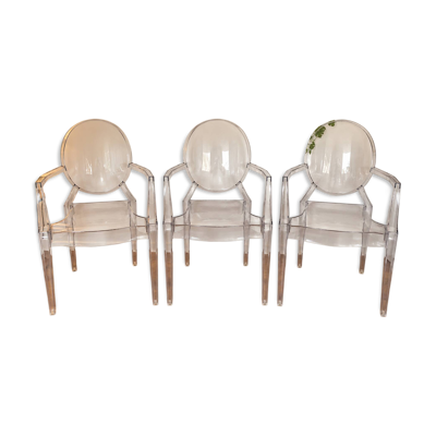 3 fauteuils style Kartell Louis Ghost transparents – Philippe Starck