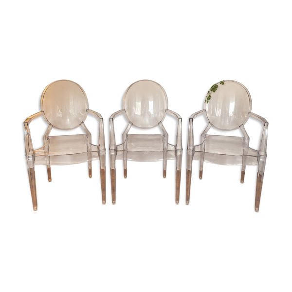 3 fauteuils style Kartell Louis Ghost transparents – Philippe Starck