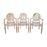 3 fauteuils style Kartell Louis Ghost transparents – Philippe Starck