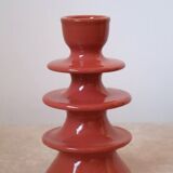 Dark pink ceramic candlestick