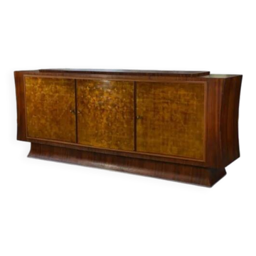 Buffet Art Déco en palissandre et porte dorée à la feuille attribué à Maison Dominique 1940’s