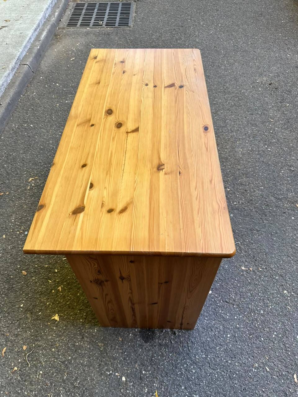 Solid pine desk with a 4-drawer unit — Scandinavian / chalet style