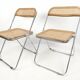 2 Plia folding chairs with woven wicker Giancarlo Piretti for Castelli, 1967