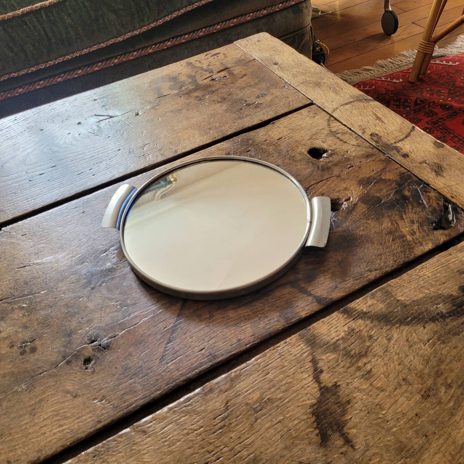 1950s tripod mirror plateau