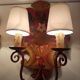Paire d'appliques montagne vintage bois peint