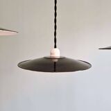 Ensemble de 4 suspensions industrielles en tôle émaillée noire et blanche