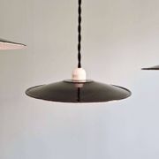 Set of 4 industrial pendant lights in black and white enamelled sheet metal
