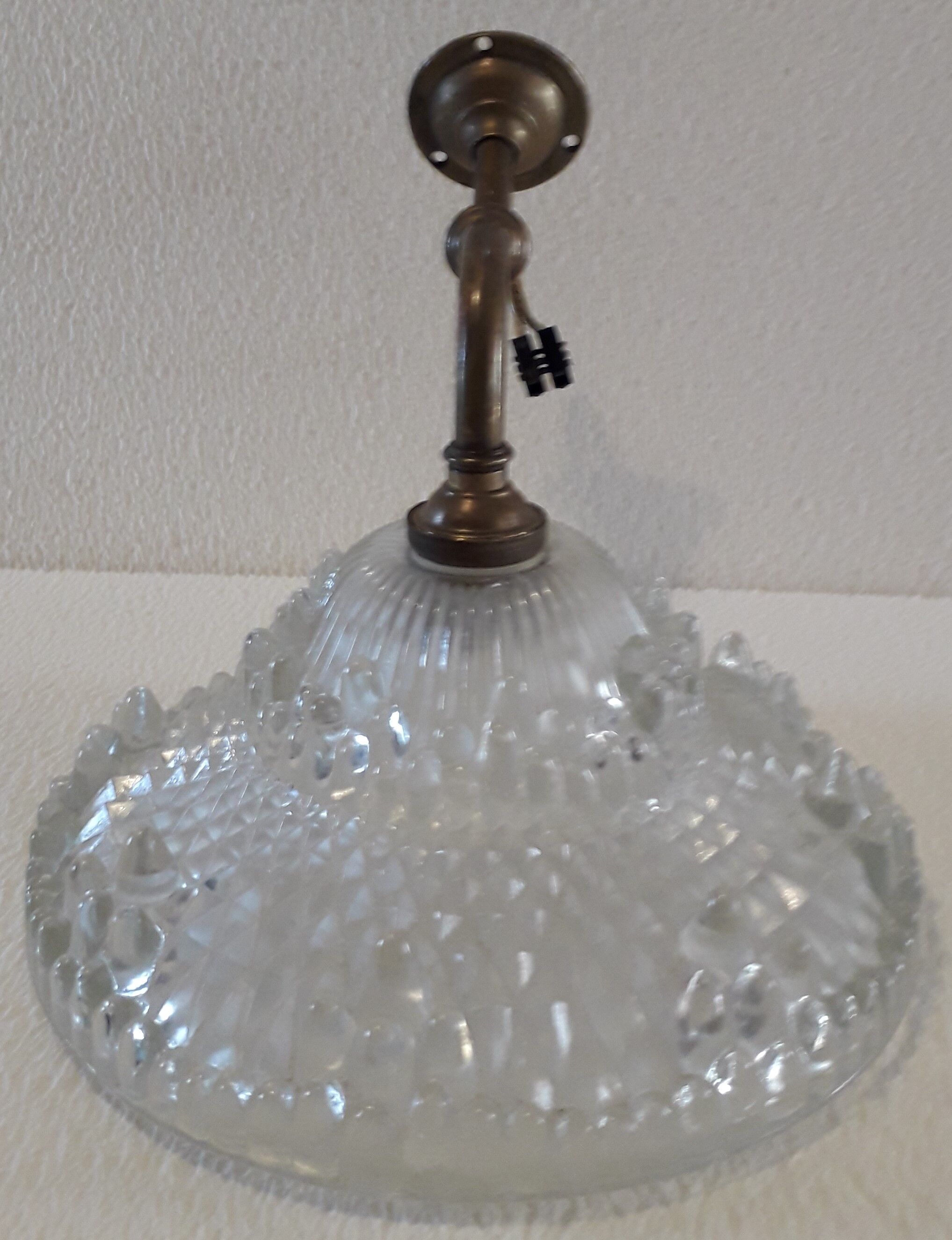 Glass and art deco brass wall lamp