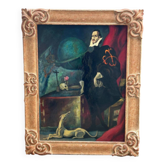Large Full-Length Portrait Painting in the Spirit of the 17th Century Circa 1920-40