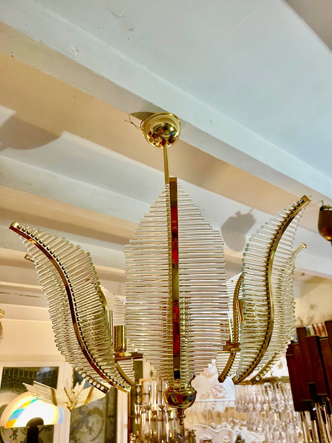 Venini Palm Murano glass chandelier, Italy 1980