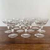 10 coupes à champagne anciennes en verre soufflé 19eme